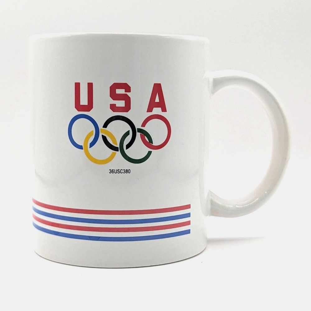 Vintage Maxwell House Coffee Mug 1992 US Olympic Team USA Rings White Ceramic